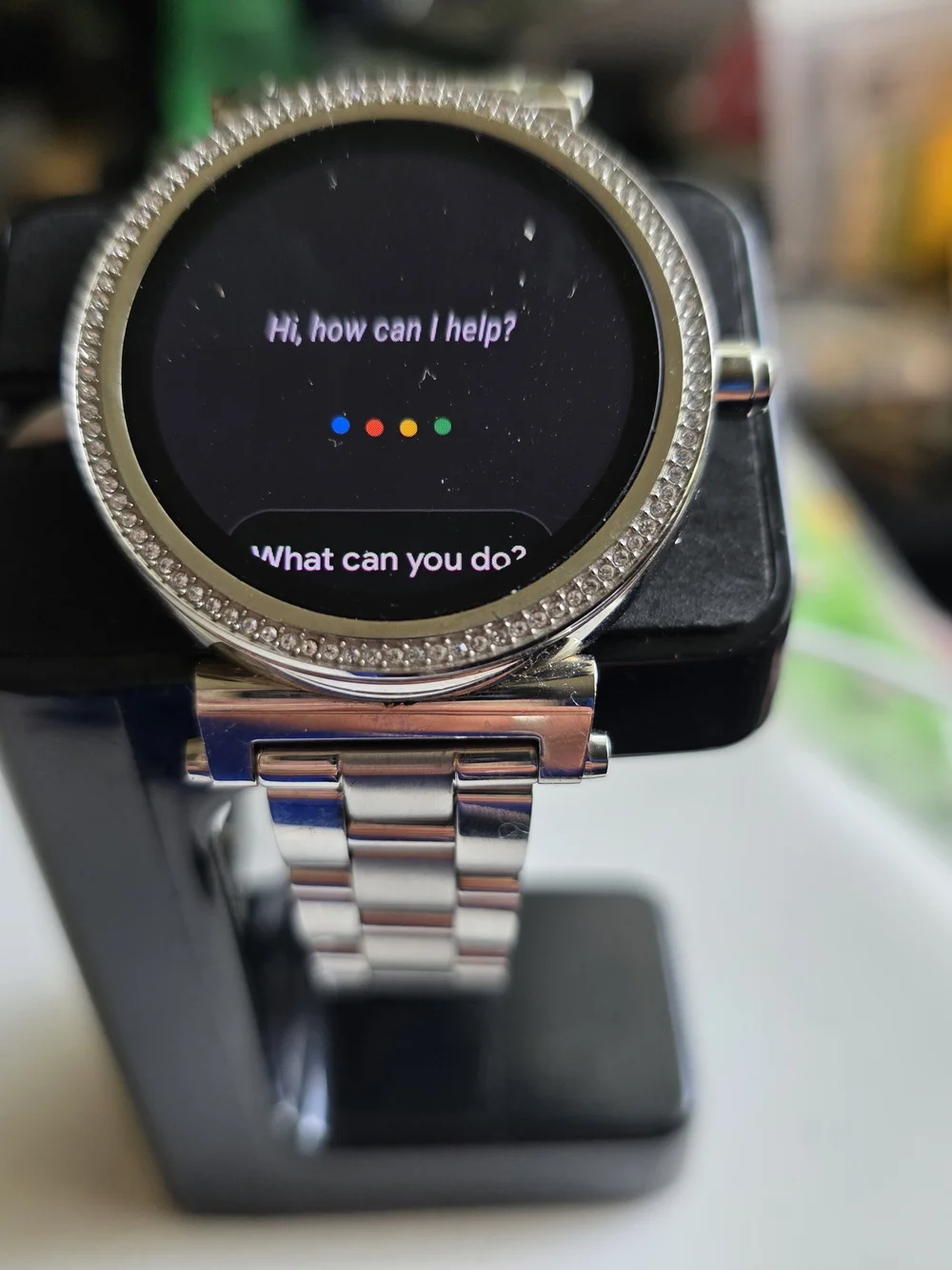 Michael Kors Silver Stainless Steel Smartwatch with Black Dial With Charger